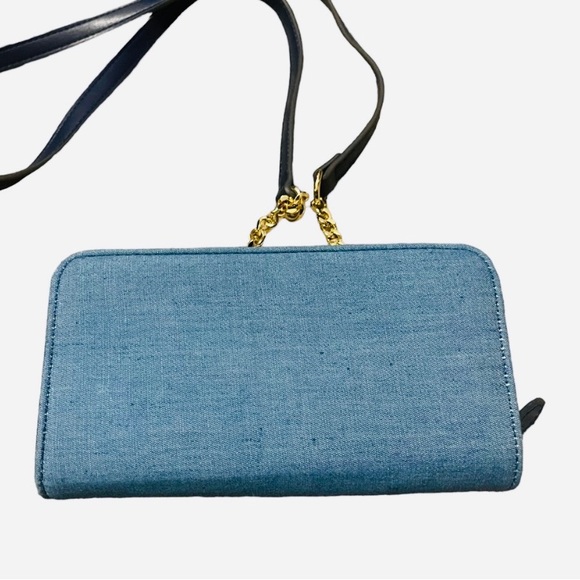 Crown and Ivy Small Crossbody Beautiful Blues; Gold w/Leather Strap NWOT - Picture 2 of 8